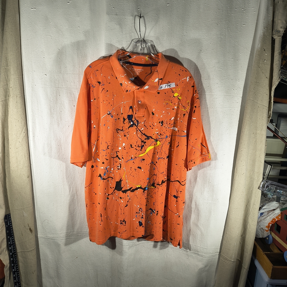 Timothy Designs Men's Size XL Salmon Polo Shirt W/Unique Street Wear Art Design